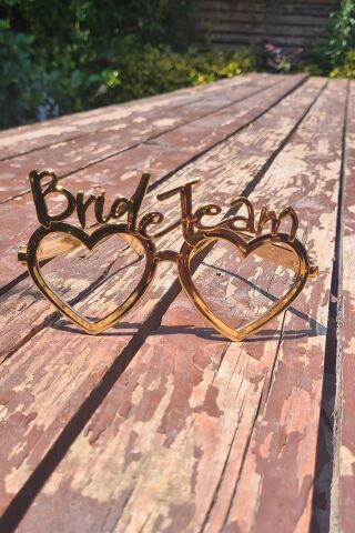 Bride Team Gözlük Kalp Şekilli Bekarlığa Veda Nedime Gözlüğü ROSE Gold