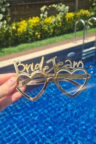 Bride Team Gözlük Kalp Şekilli Bekarlığa Veda Nedime Gözlüğü ROSE Gold