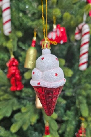 Dondurma Şekilli Yılbaşı Ağacı Süsü Külahlı Dondurma Çam Ağaç Süsü 2li Paket