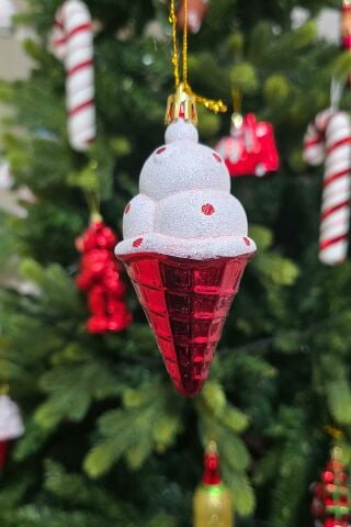 Dondurma Şekilli Yılbaşı Ağacı Süsü Külahlı Dondurma Çam Ağaç Süsü 2li Paket