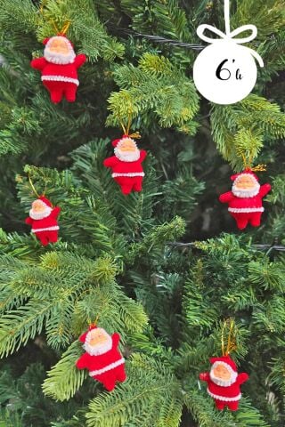 Neol Baba Yılbaşı Ağacı Süsleri 6lı 5 cm Noel Baba Çam Ağacı Süsü Kırmızı 6lı Paket