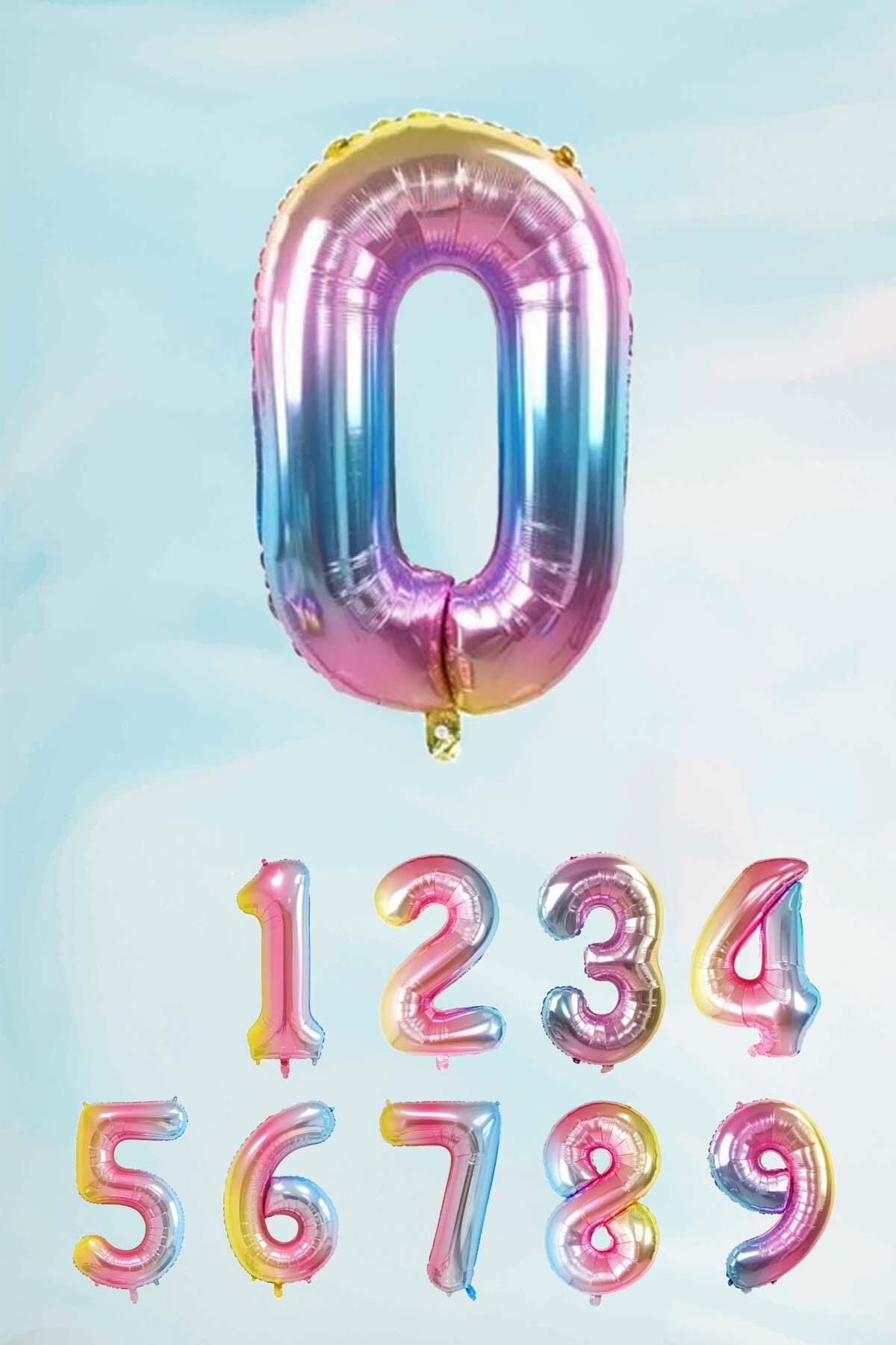 Gökkuşağı Rakam Folyo Balon Deniz Kızı Tema Rakam Balon 75cm 0