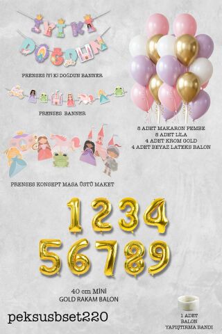 Prenses Doğum Günü Parti Süsleme Seti Balon Zinciri 2