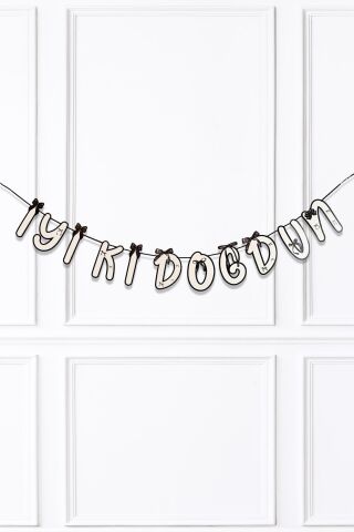 Siyah Fiyonk İyi Ki Doğdun ve Fiyonklar Banner Seti Fiyonklar Doğum Günü Süsü 2li Paket