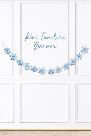 Kar Taneleri Banner Elsa Temalı Doğum Günü Süsleri