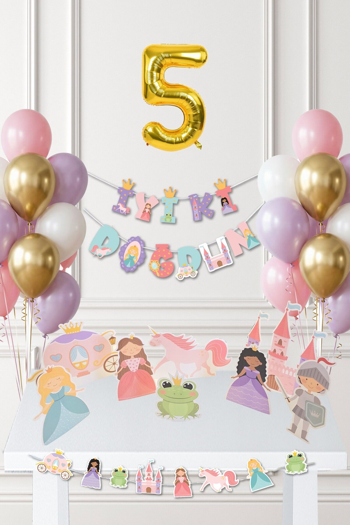 Prenses Doğum Günü Parti Süsleme Seti Balon Zinciri 5