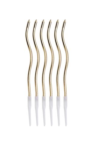Pasta Mumu Spiral Gold Renk Mum 6 lı Altın Kıvrık Mum