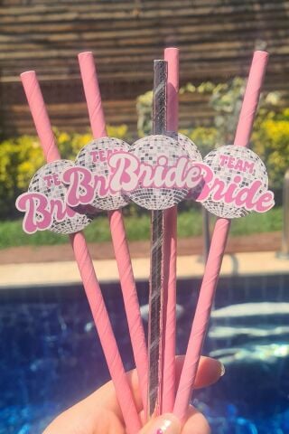 Bride Pipet Seti Disko Konsept Bekarlığa Veda Süslü Pipet Takımı 5 li