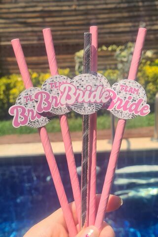 Bride Pipet Seti Disko Konsept Bekarlığa Veda Süslü Pipet Takımı 5 li