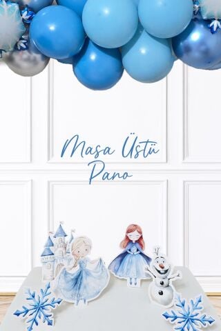Frozen Elsa Tema Ayaklı Pano Seti Karlar Ülkesi Konsept Doğum Günü Masa Üstü Panolar