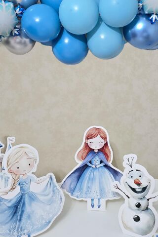 Frozen Elsa Tema Ayaklı Pano Seti Karlar Ülkesi Konsept Doğum Günü Masa Üstü Panolar