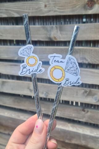 Bride Pipet Seti Tektaş Konsept Bekarlığa Veda Bride Party Süslü Pipet Takımı 5 li