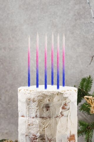 Pasta Mumu Burgulu Degrede 3 Renk Mor Mum 6lı Paket