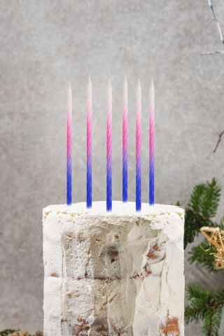 Pasta Mumu Burgulu Degrede 3 Renk Mor Mum 6lı Paket