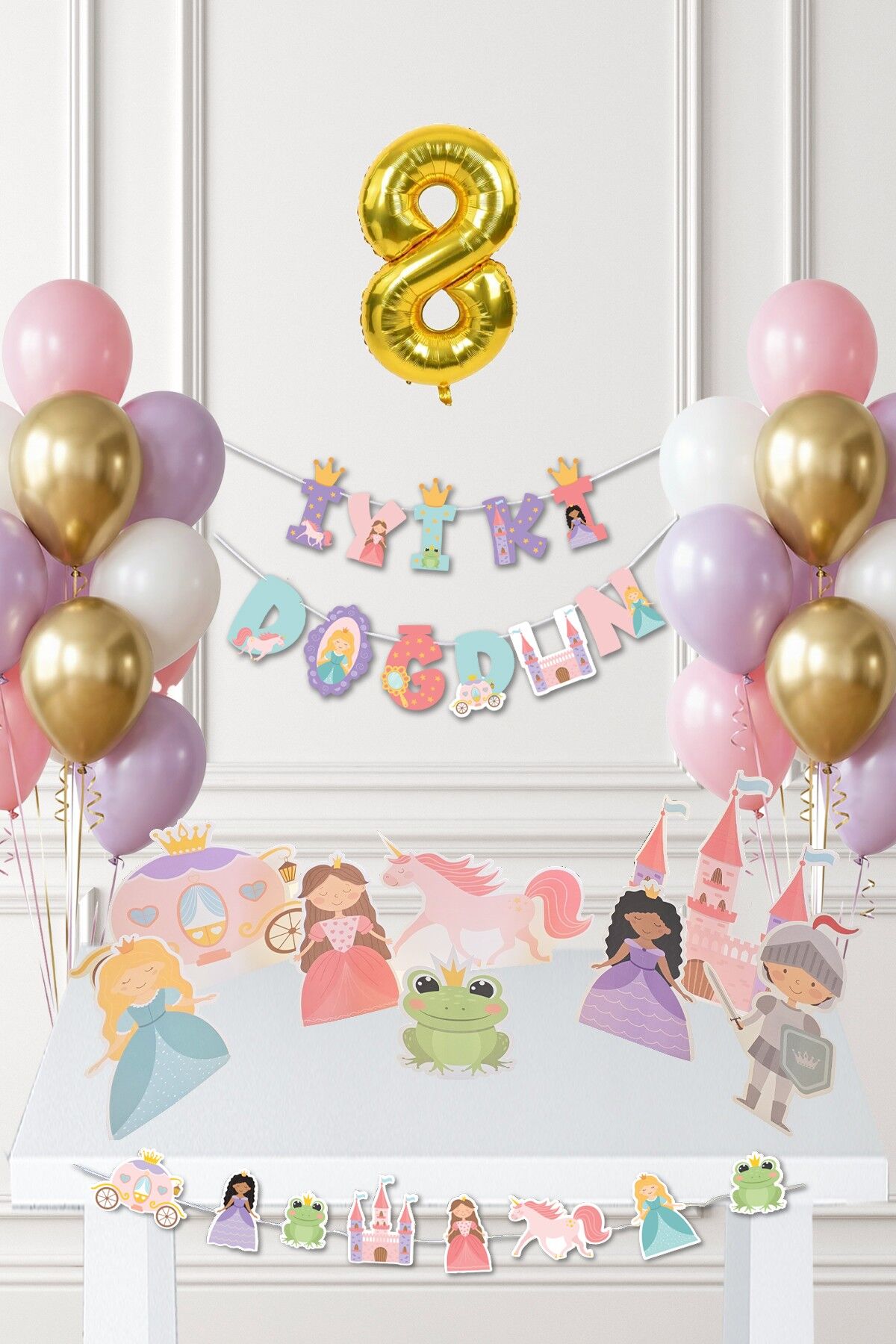 Prenses Doğum Günü Parti Süsleme Seti Balon Zinciri 8