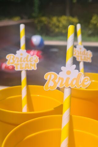 Bride Pipet Seti Papatya Konsept Bekarlığa Veda Bride Party Süslü Pipet Takımı 5 li