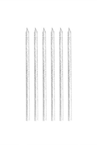 Pasta Mumu Simli Beyaz Mum 6lı Paket