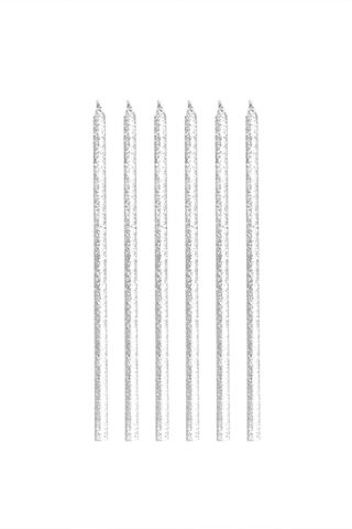 Pasta Mumu Simli Beyaz Mum 6lı Paket