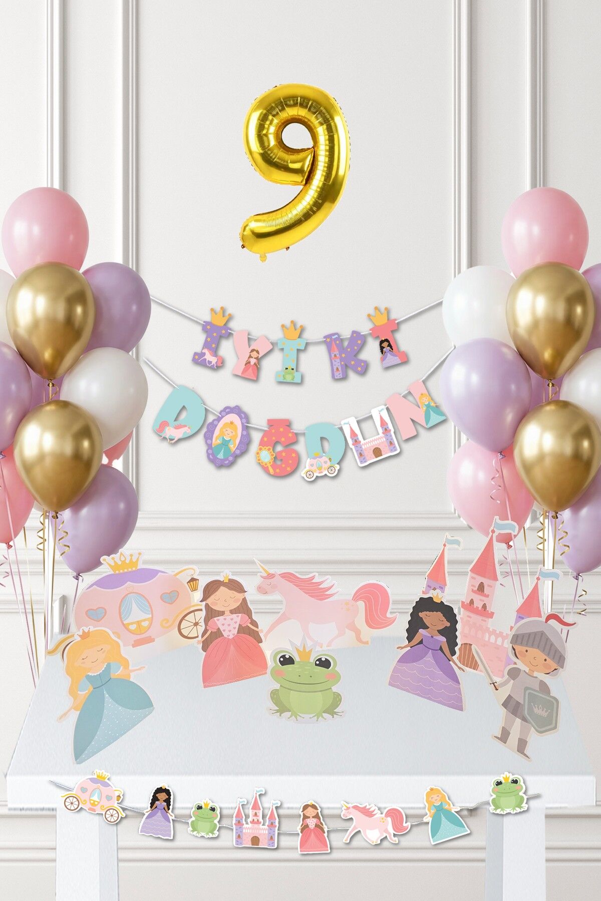 Prenses Doğum Günü Parti Süsleme Seti Balon Zinciri 9