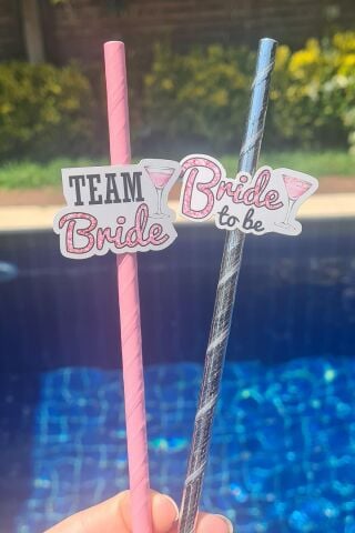 Bride Pipet Seti Pembe Glitter Konsept Bekarlığa Veda Bride Party Süslü Pipet Takımı 5 li