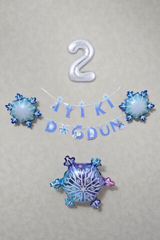 Frozen Elsa Tema Doğum Günü Balon Zinciri Seti Karlar Ülkesi Konsept Doğum Günü Balonları