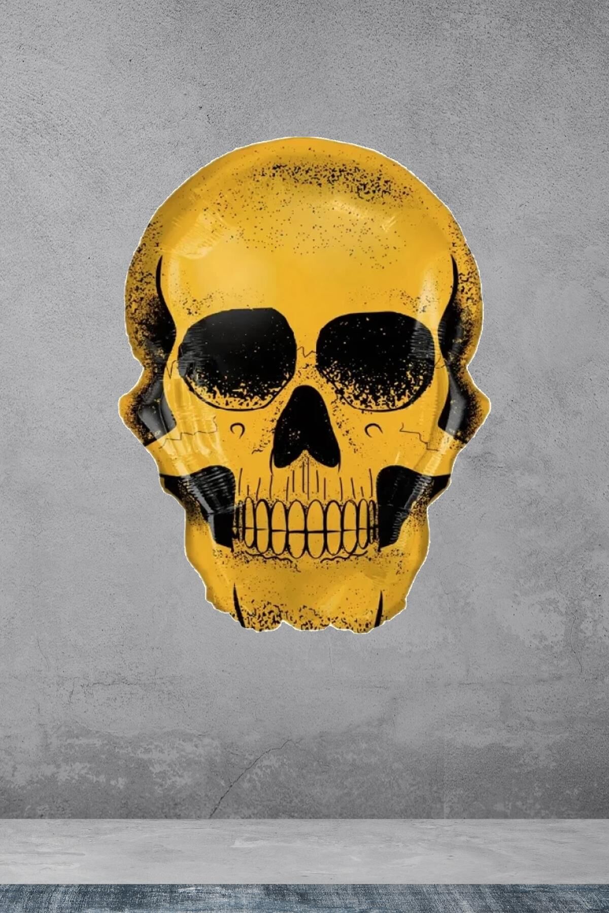 Sarı Kuru Kafa Folyo Balon Cadılar Bayramı Halloween Balonu