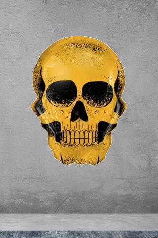 Sarı Kuru Kafa Folyo Balon Cadılar Bayramı Halloween Balonu