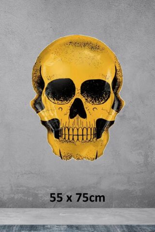 Sarı Kuru Kafa Folyo Balon Cadılar Bayramı Halloween Balonu