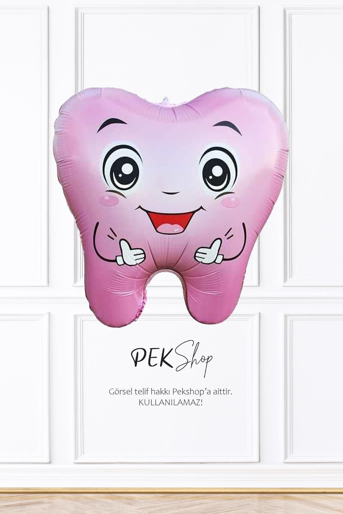 Pembe Diş Folyo Balon Diş Buğdayı İlk Diş Partisi Balonu