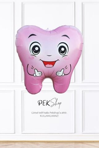 Pembe Diş Folyo Balon Diş Buğdayı İlk Diş Partisi Balonu