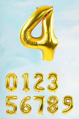 Gold Rakam Folyo Balon Büyük Boy Gold Sayı Balonlar 100cm 40inç 4