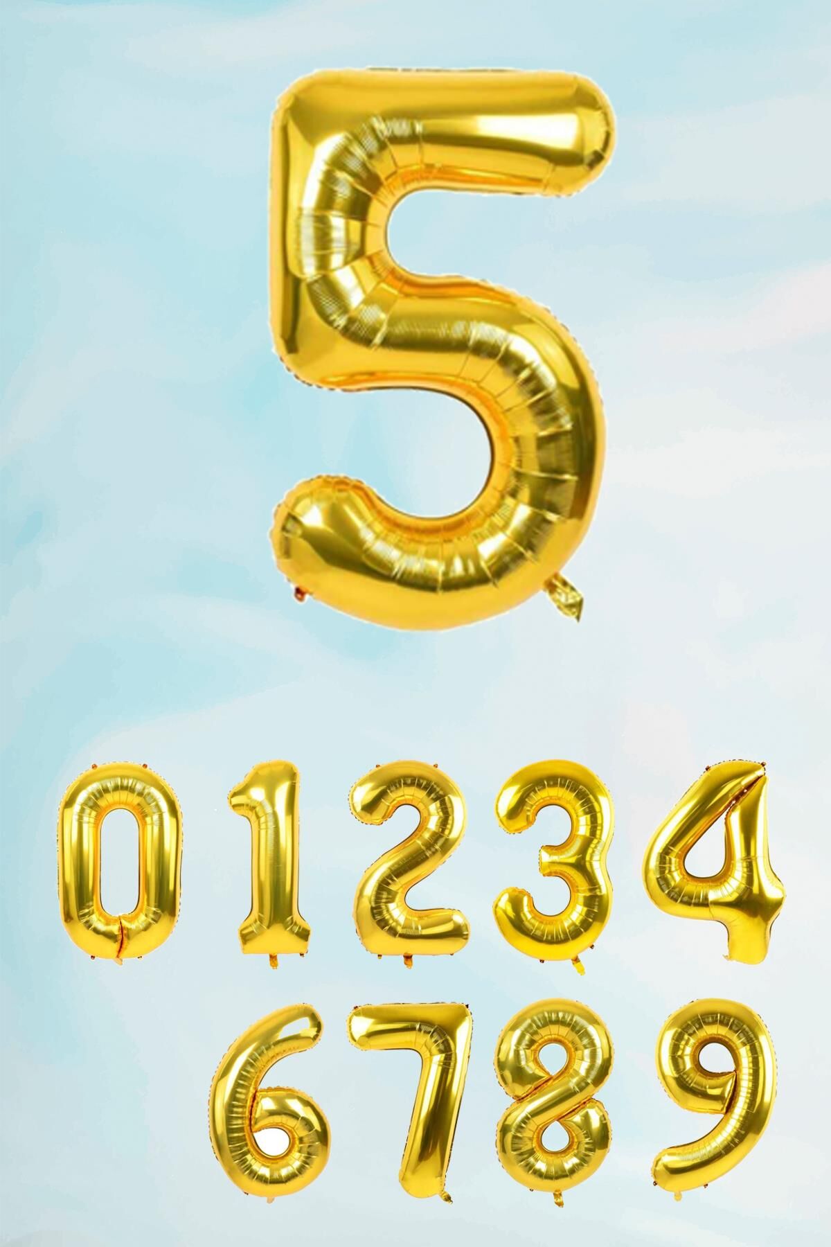 Gold Rakam Folyo Balon Büyük Boy Gold Sayı Balonlar 100cm 40inç 5