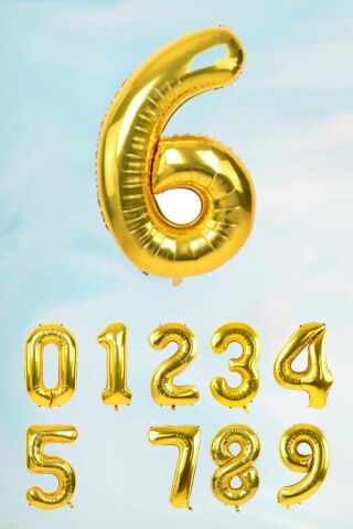 Gold Rakam Folyo Balon Büyük Boy Gold Sayı Balonlar 100cm 40inç 6