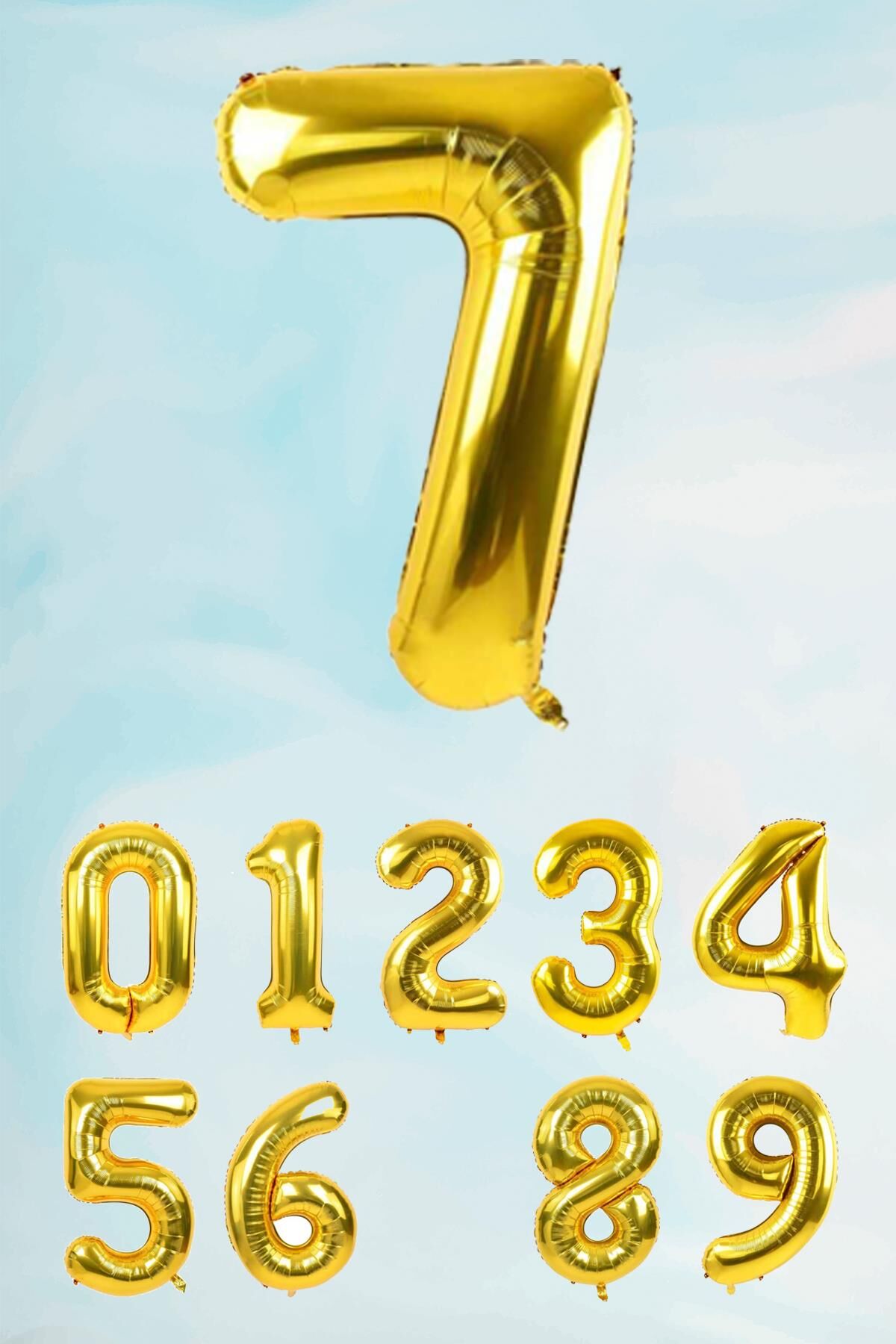 Gold Rakam Folyo Balon Büyük Boy Gold Sayı Balonlar 100cm 40inç 7