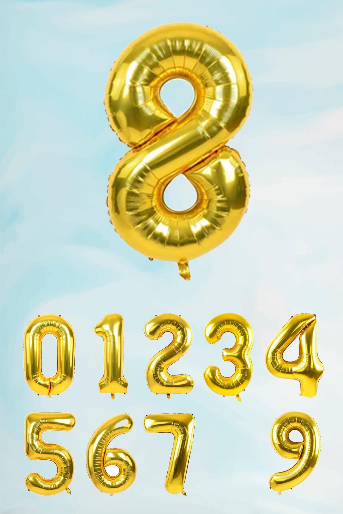 Gold Rakam Folyo Balon Büyük Boy Gold Sayı Balonlar 100cm 40inç 8