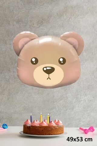 Ayı Kafası Folyo Balon Teddy Bear Balon Açık Kahve
