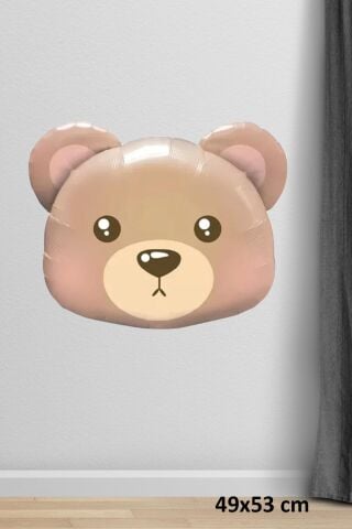 Ayı Kafası Folyo Balon Teddy Bear Balon Açık Kahve