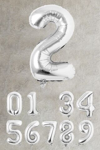 Gümüş Rakam Folyo Balon Büyük Boy Gümüş Sayı Balonlar 100cm 40inç