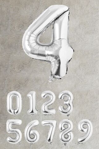 Gümüş Rakam Folyo Balon Büyük Boy Gümüş Sayı Balonlar 100cm 40inç