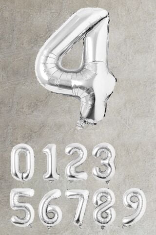 Gümüş Rakam Folyo Balon Büyük Boy Gümüş Sayı Balonlar 100cm 40inç