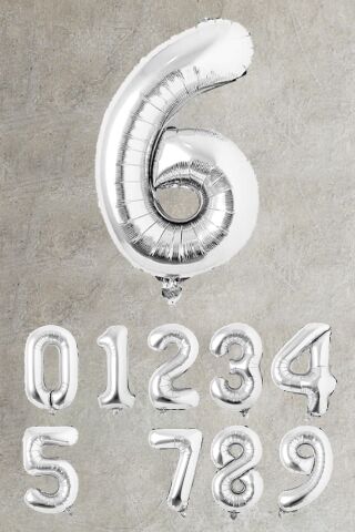Gümüş Rakam Folyo Balon Büyük Boy Gümüş Sayı Balonlar 100cm 40inç