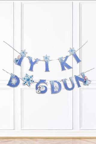 Frozen Elsa Tema Doğum Günü Balon Zinciri Seti İyi Ki Doğdun Bannerlı Karlar Ülkesi Konsept Süsler