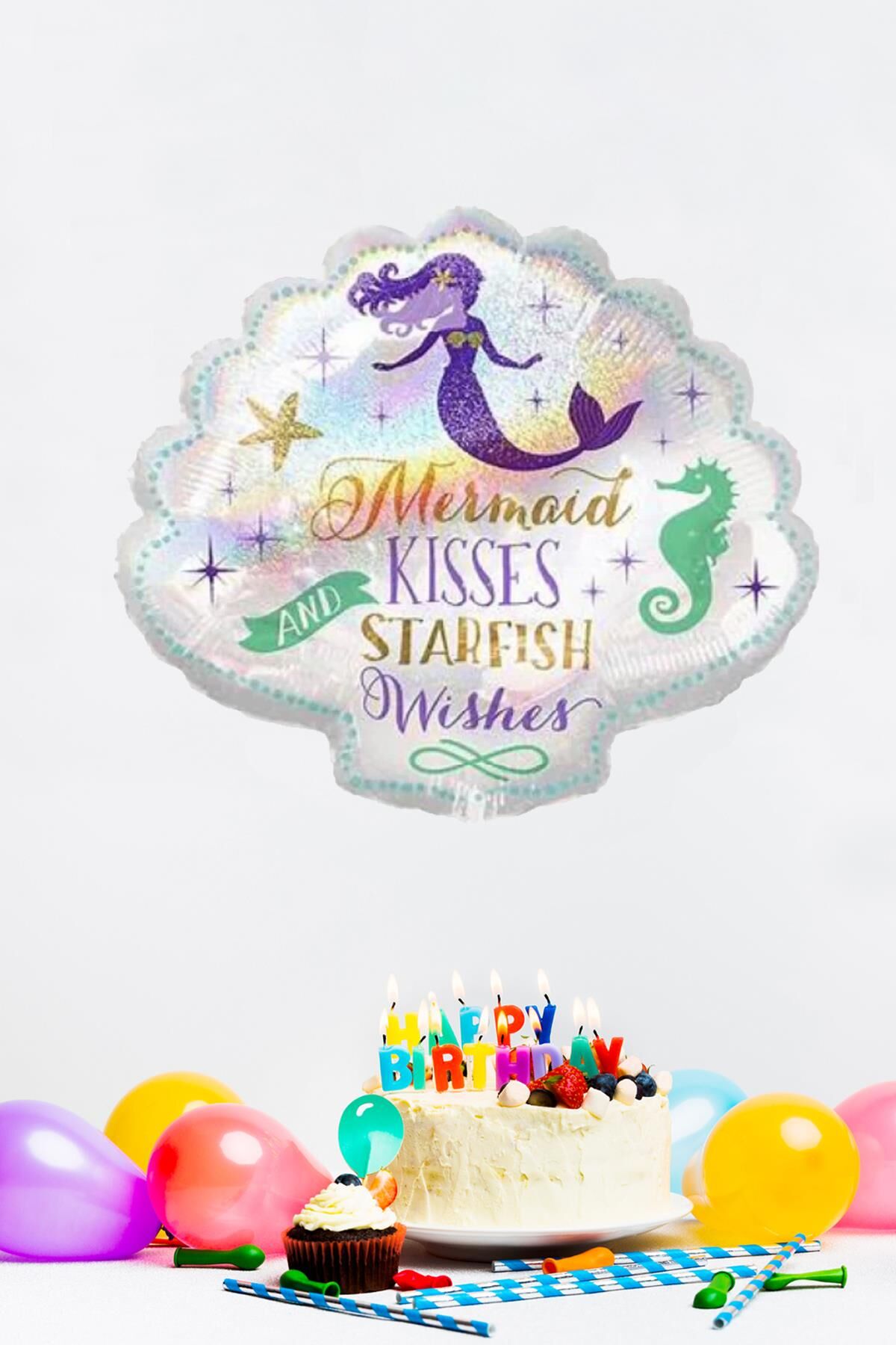 Deniz Kızı Konsept İstiridye Şekilli Folyo Balon 66x72cm