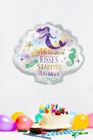 Deniz Kızı Konsept İstiridye Şekilli Folyo Balon 66x72cm