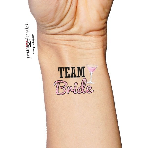 Team Bride Pembe Glitter Çiçekli Bride Dövme