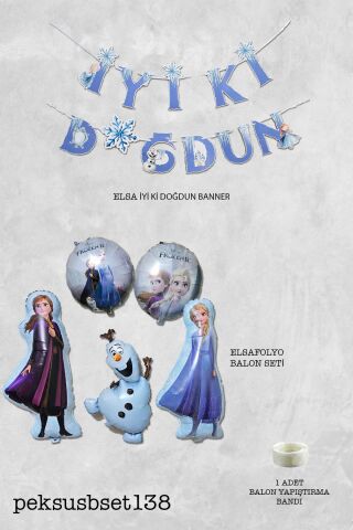 Frozen Elsa Tema Doğum Günü Balon Süsleme Seti Karlar Ülkesi Tema İyi Ki Doğdun Bannerlı