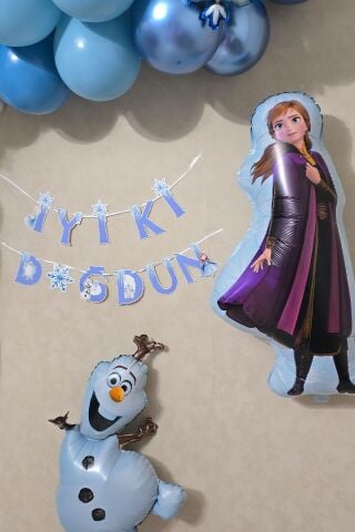 Frozen Elsa Tema Doğum Günü Balon Süsleme Seti Karlar Ülkesi Tema Doğum Günü Süsleri Büyük Set Paketi
