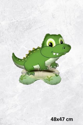 Ayaklı Sevimli Timsah Folyo Balon Kendi Dik Durabilen Timsah Balon