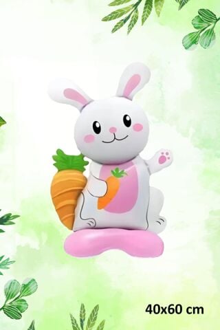 Ayaklı Tavşan Folyo Balon Kendi Dik Durabilen Sevimli Tavşan Balon