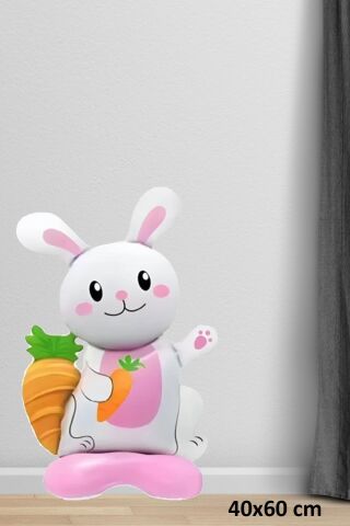 Ayaklı Tavşan Folyo Balon Kendi Dik Durabilen Sevimli Tavşan Balon